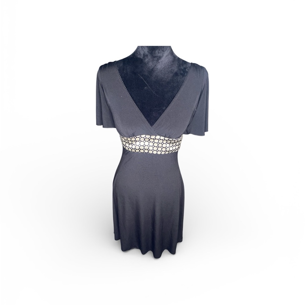Trixxi Black Dress with cream wrap around Y2K babydoll style